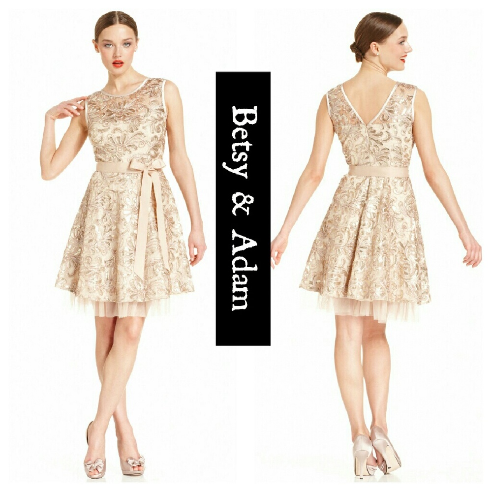 Gold Sequined A-Line Dress