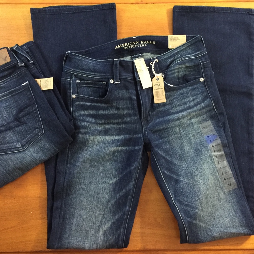 Two pair kick boot American Eagle jeans 8 x-long