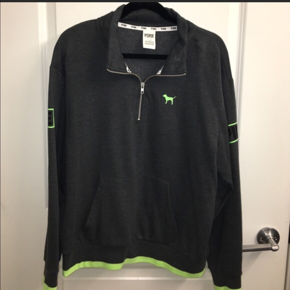 Gray and neon green sweater