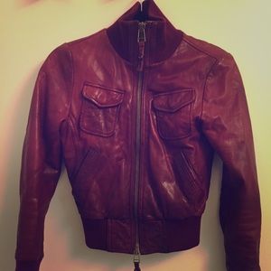 Vintage real Red leather cropped jacket