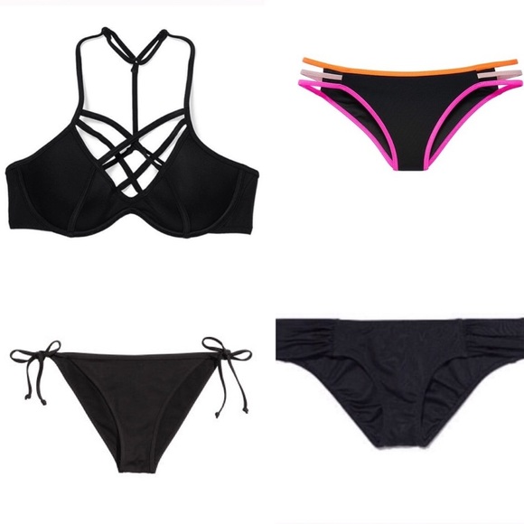 PINK Strappy Front T-back bikini swim Top - Picture 5 of 6