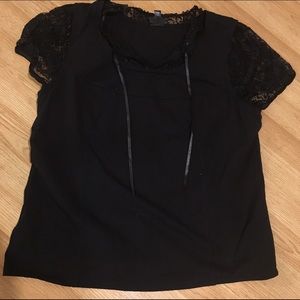 Black Blouse with Lace Sleeves