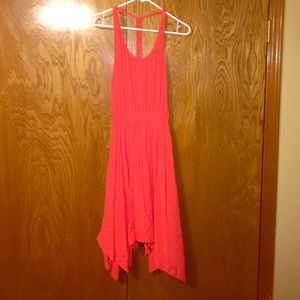 cute, flow-y, blood orange dress