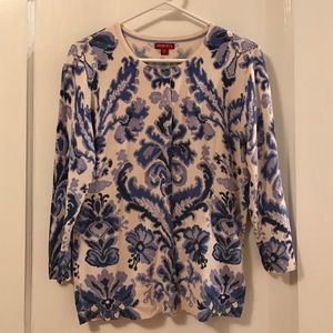 Blue and white sweater