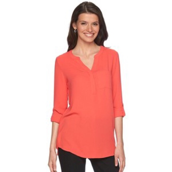 Apt. 9 Tops - NWT Apt. 9 Crepe Blouse Tunic Burnt Red Size Large