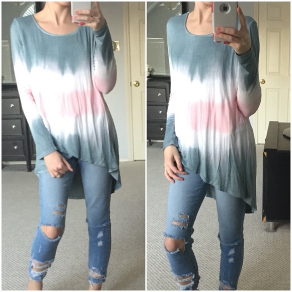 Tops - LAST ITEM▫Ombré Long Sleeve with Cross Front