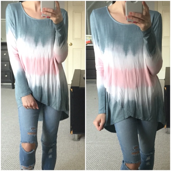 LAST ITEM▫Ombré Long Sleeve with Cross Front - Picture 2 of 4