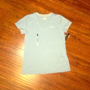Under Armour light blue heat-gear shirt