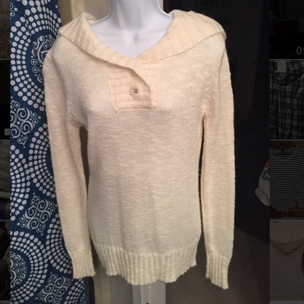 EUC cream knit long hooded sweater - no flaws
