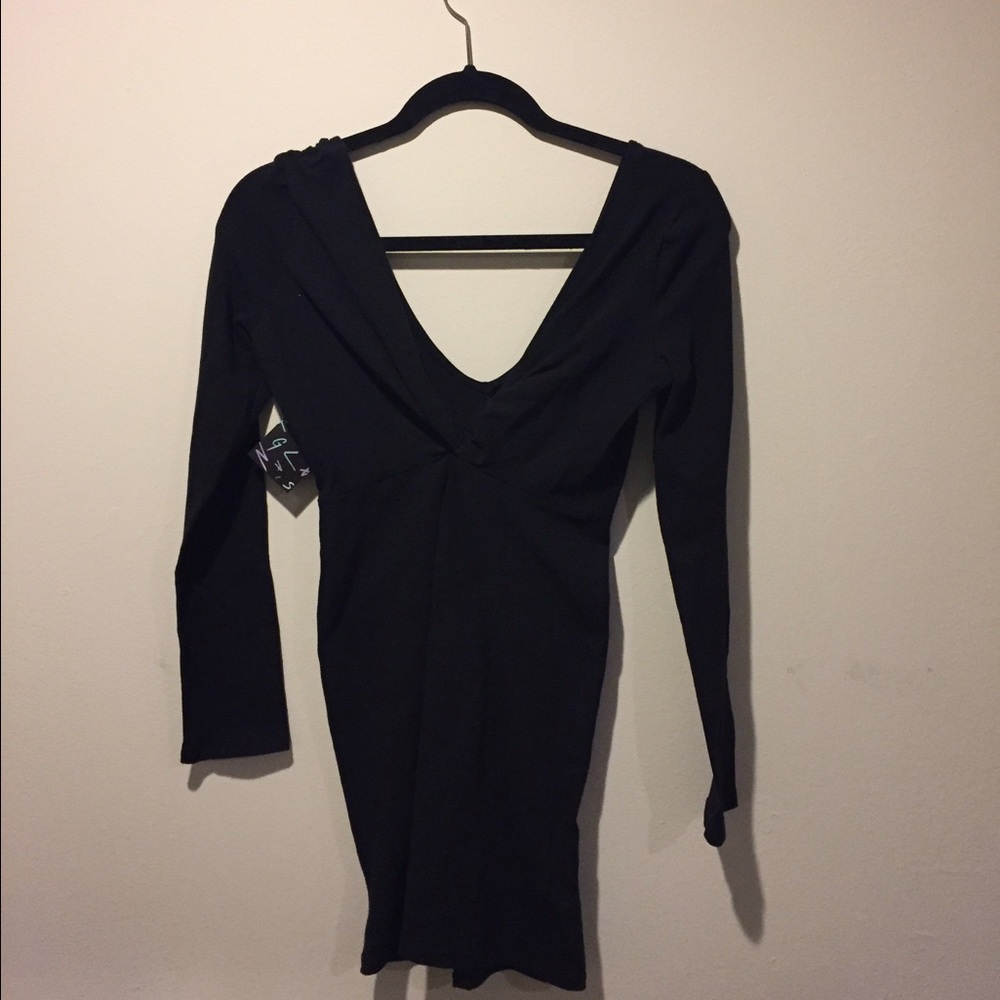 Nasty gal deep v black dress