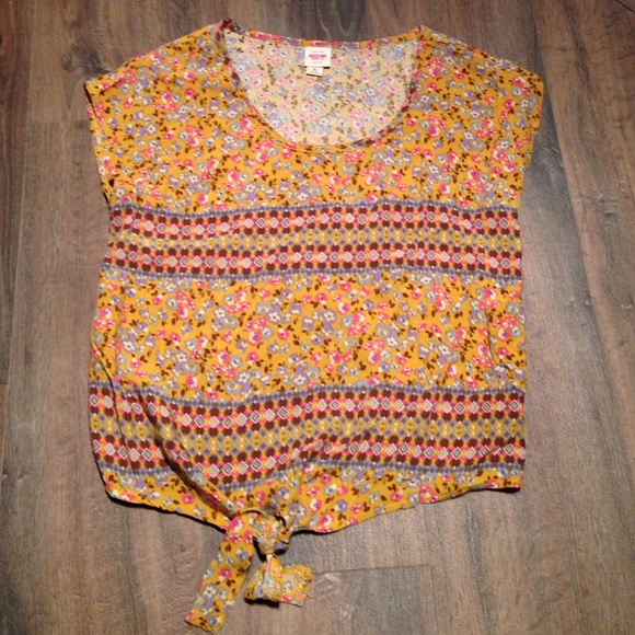 Mossimo Supply Co. Tops - Mossimo Tie Front Floral Top Size L
