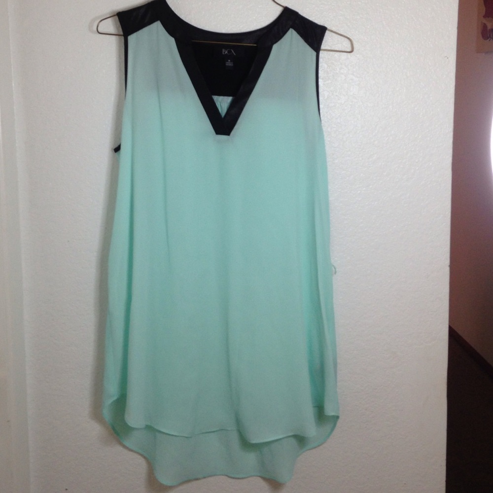 Sheer long teal top