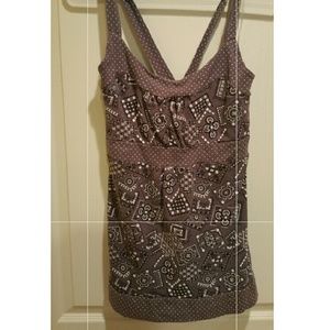 Bandana print tank top with crossed straps in back