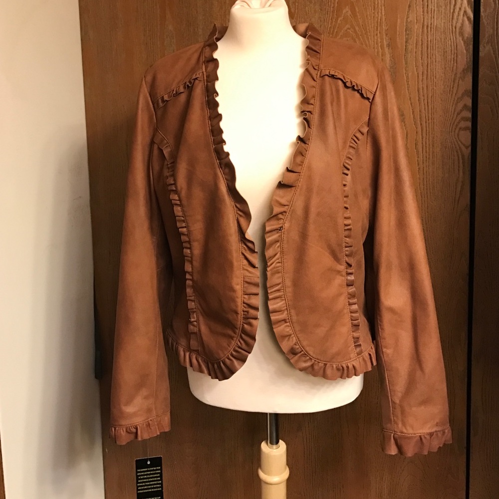 Bagatelle Genuine Leather Ruffled Jacket
