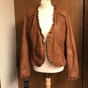 Bagatelle Genuine Leather Ruffled Jacket