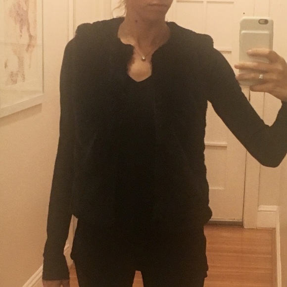 J. Crew Black Faux Fur Vest XS - Picture 3 of 3