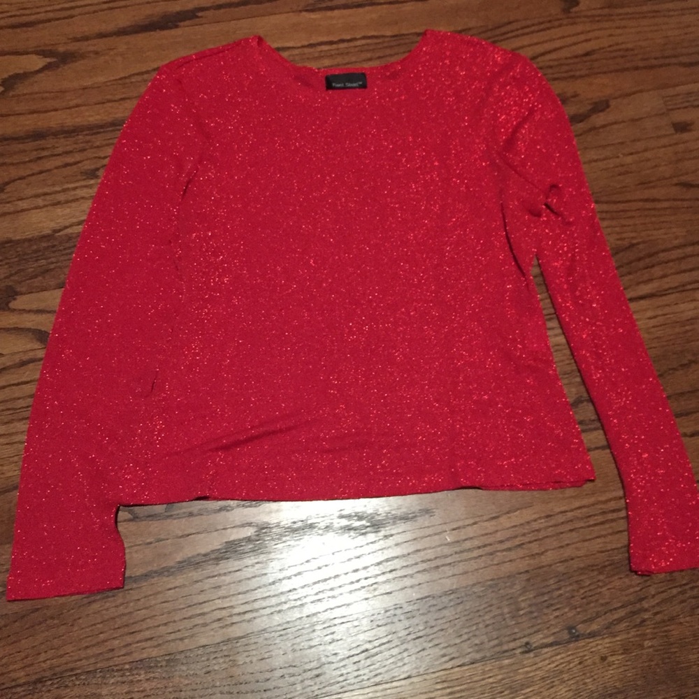 Front Street Red Glitter Long Sleeve
