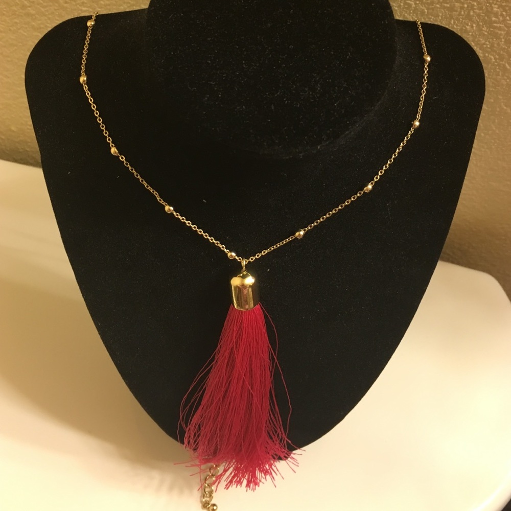 Anna & Ava long necklace with pink tassels!