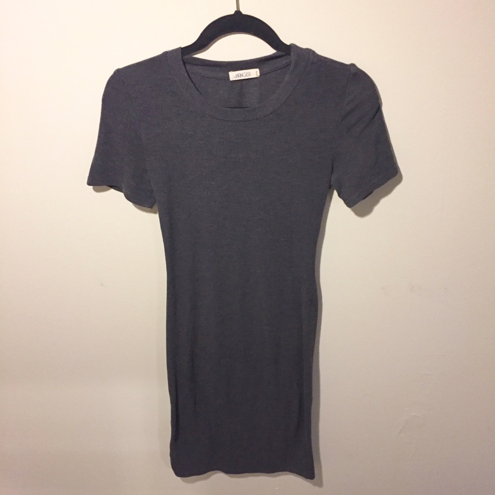 Short sleeve grey midi dress with back cut out