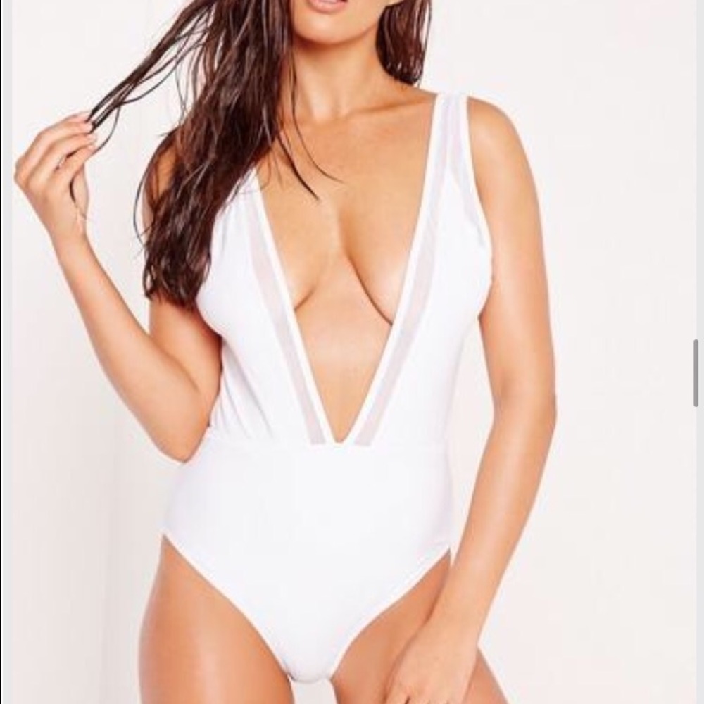Missguided one piece swimsuit with mesh detail