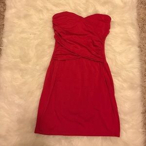 Fuchsia pink mini strapless dress with bra top