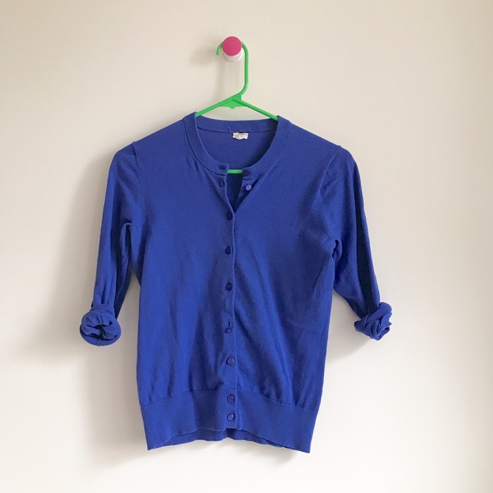 J.Crew Factory blue 3/4 sleeve cardigan