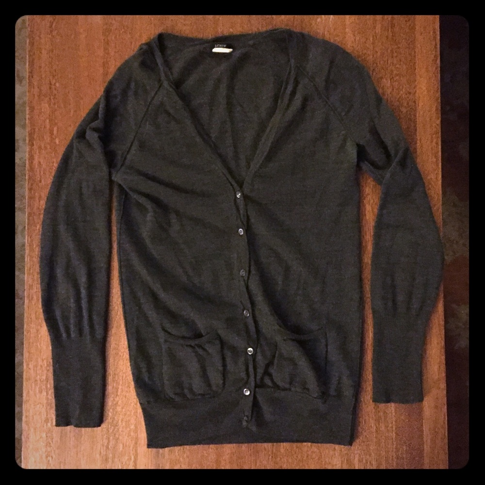 J. Crew Long Wool Grey Cardigan