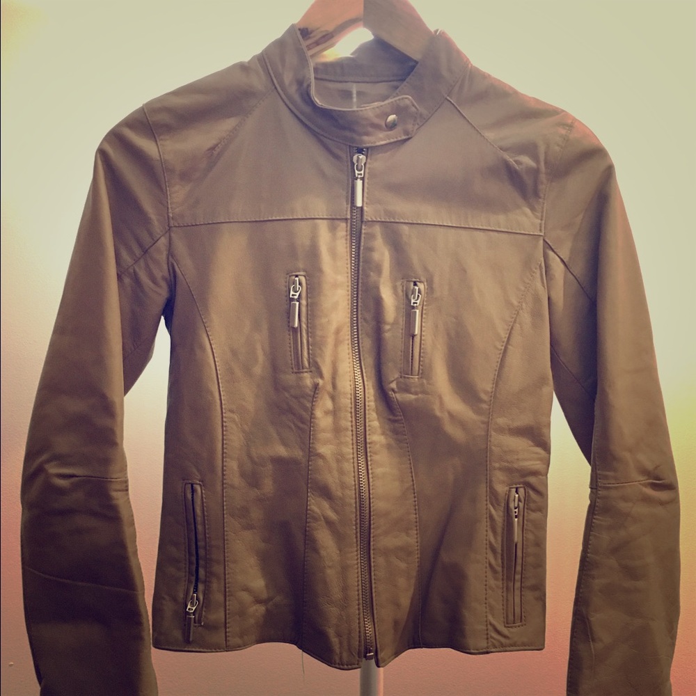 Tan all leather jacket - bought in Florence