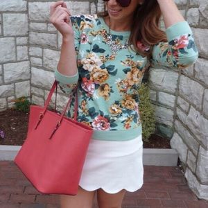 Mint Floral Pullover