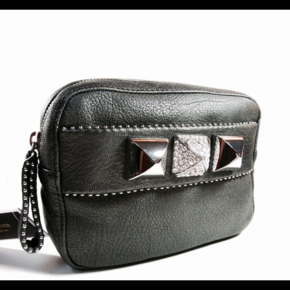 Juicy Couture Swarovski crystals leather clutch