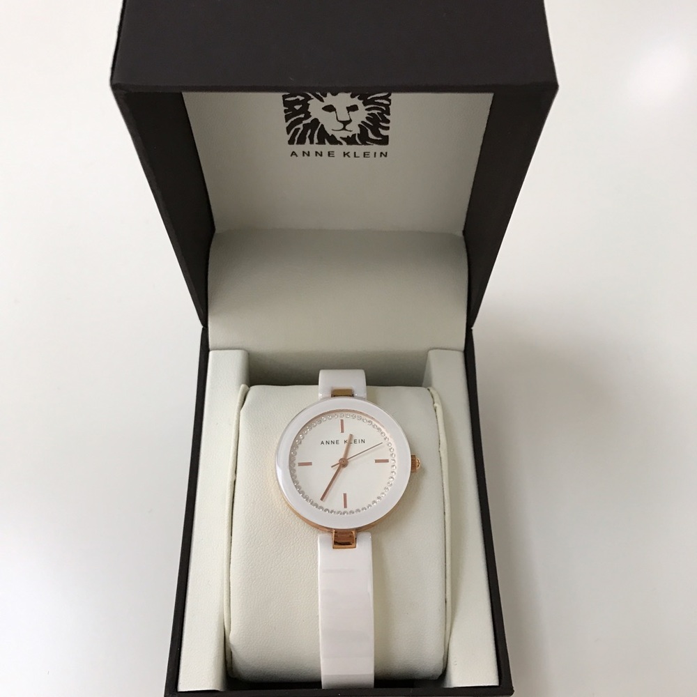 Anne Klein watch white ceramic swarovski