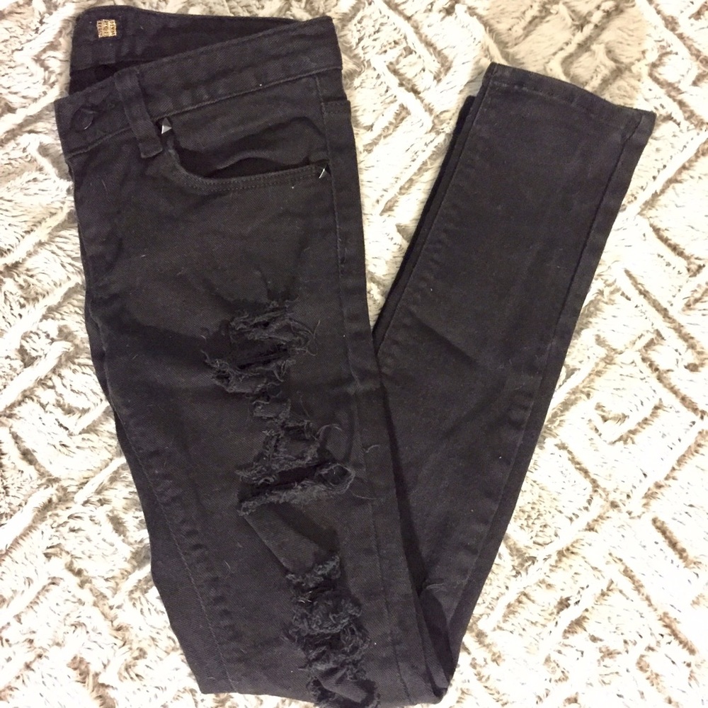 REXGIRL DENIM Ripped black jeans