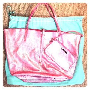 Tiffany & Co. reversible pink suede/metallic tote