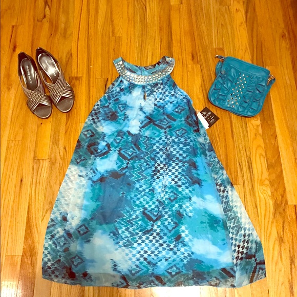 Mlle Gabrielle blue flare dress - Picture 1 of 7