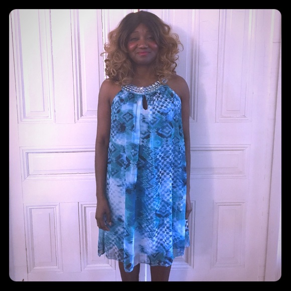 Mlle Gabrielle blue flare dress - Picture 4 of 7