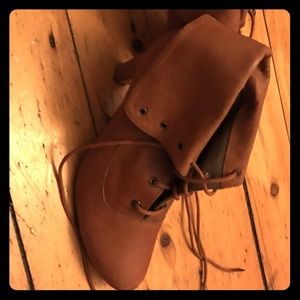 Caramel brown GENUINE Argentine leather heel boots