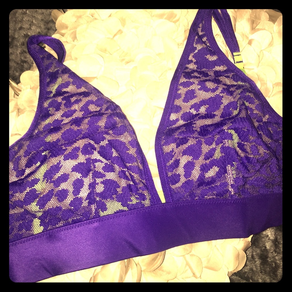 Victoria Secret Kitten Bralette purple leopard M