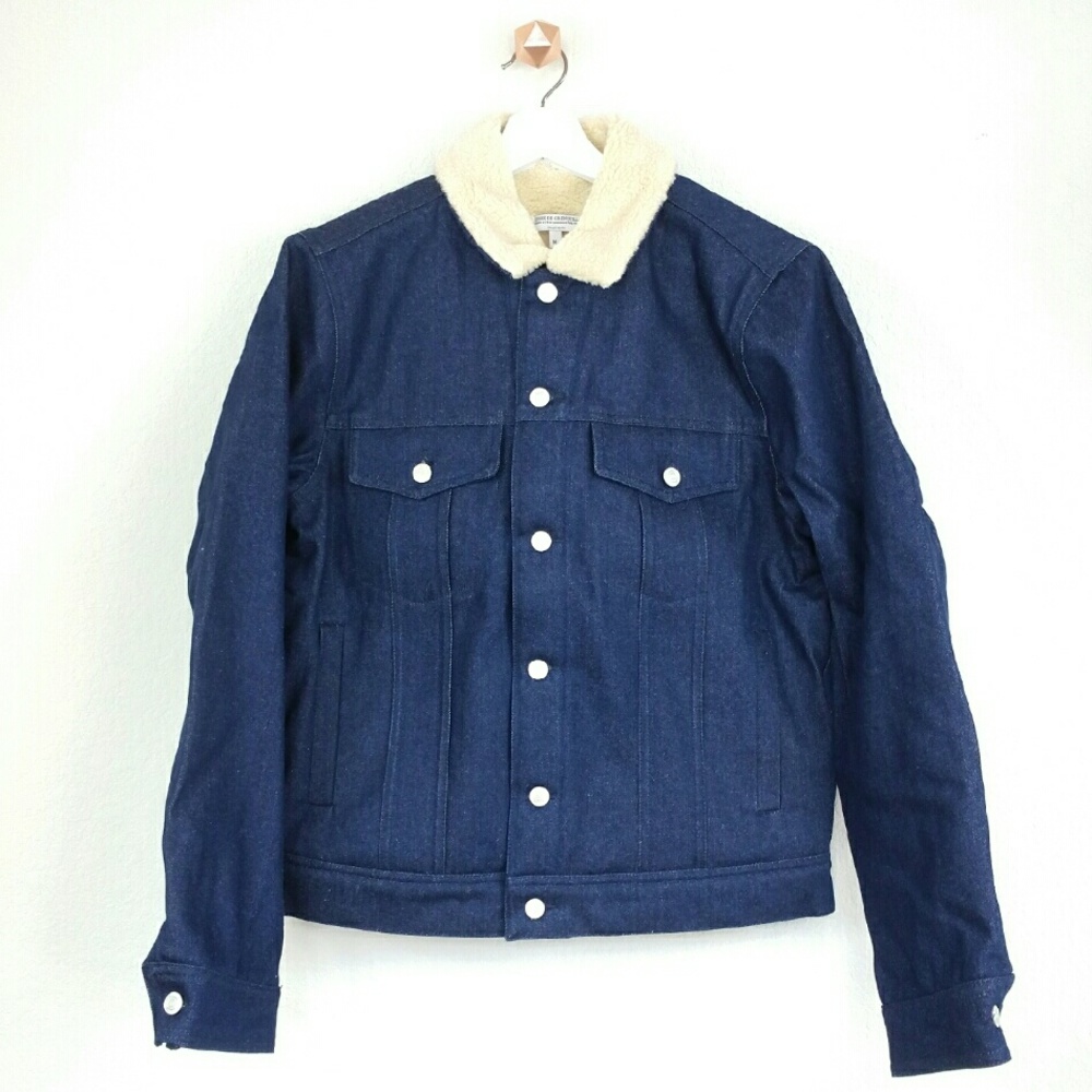 CUISSE DE GRENOUILLE denim jacket w/ sherpa