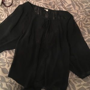Sheer 3/4 black blouse