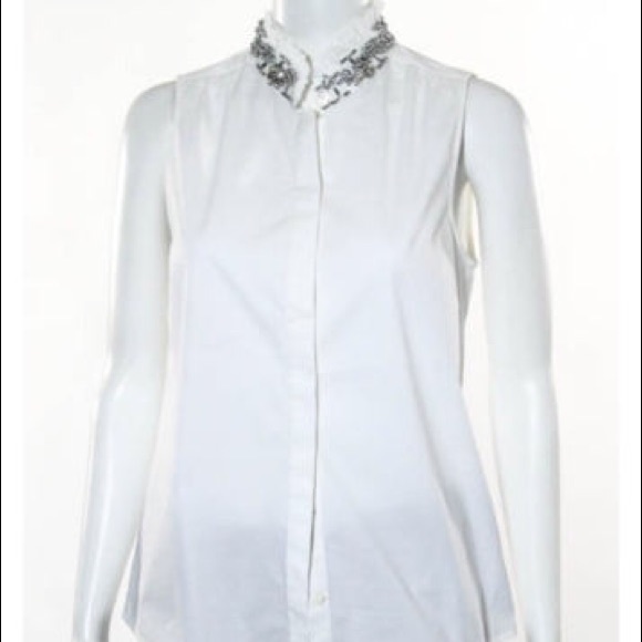 J. Crew Tops - White Jeweled J Crew tank button down!