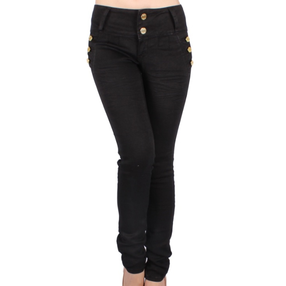 Sexy Couture Women's Mid Rise Skinny Jeans black 1