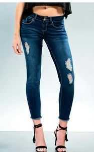 YMI Love Anklet Fray Hem Stretch Skinny Jeans