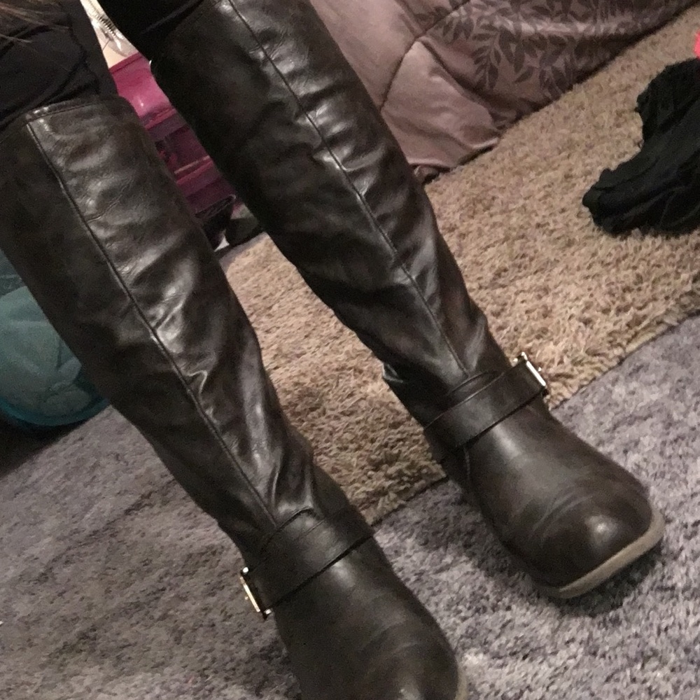 Brown studded boots