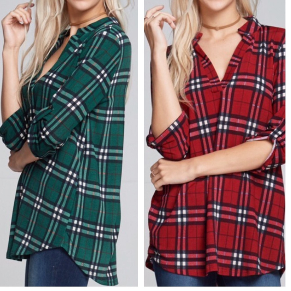 🌺HOST PICK 3/14🌺PLAID, HIGH-LOW TOPS! - Picture 2 of 4