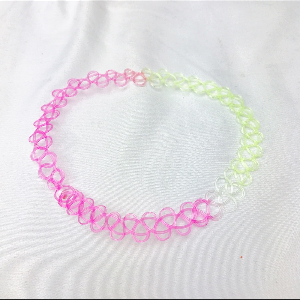 Highlighter Pink & Yellow Tattoo Choker