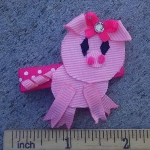 Lil piggy handmade boutique hair clip