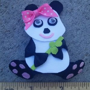 Cute Lil panda handmade boutique hair clip