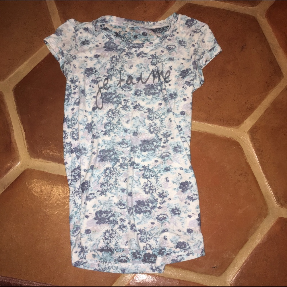 Blue Floral XS Sleep Shirt