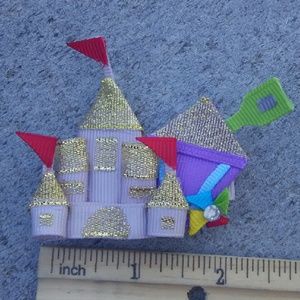 Sand castle handmade boutique hair clip