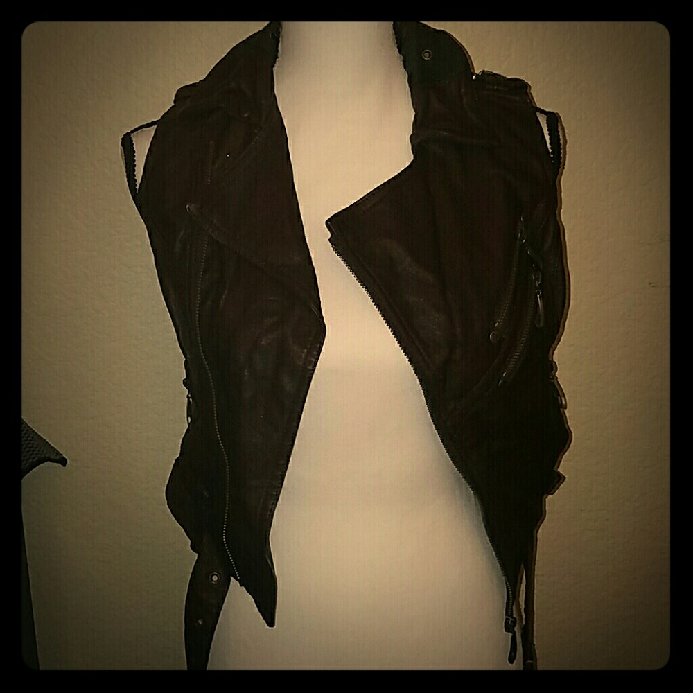 Brown pleather vest